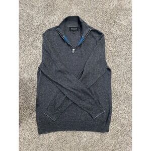 Bonobos Mens Quarter Zip Sweater Small Grey Striped Cotton Cashmere Pullover